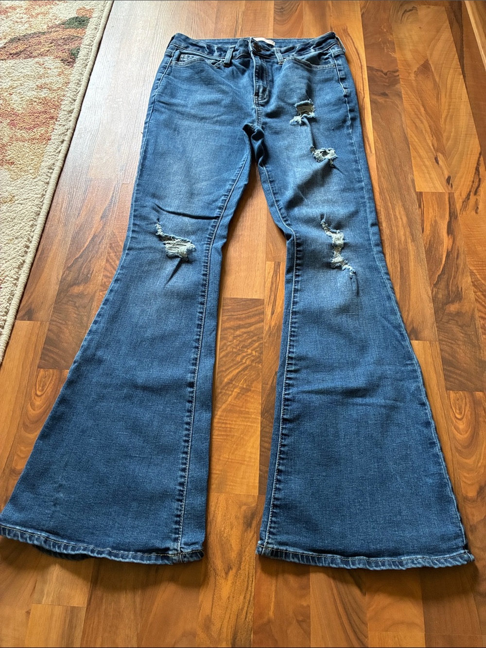 SO Blue Distressed Flare Jeans